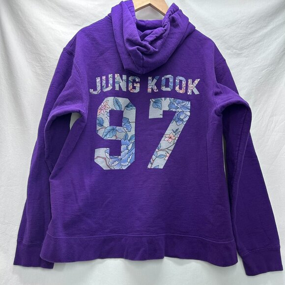 BTS Jung Kook 97 Purple Zip Up Hooded Sweatshirt Please See Measurement Pictures - Picture 2 of 6